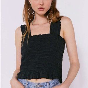 Ecote smocked Y-back tank top in black